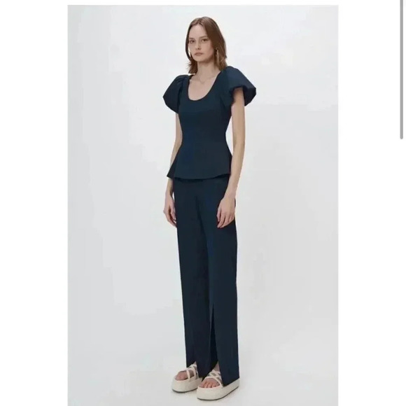 NWT Jonathan Simkhai Chase Front Slit Cotton-blend Pants Midnight size 6 - Picture 12 of 12